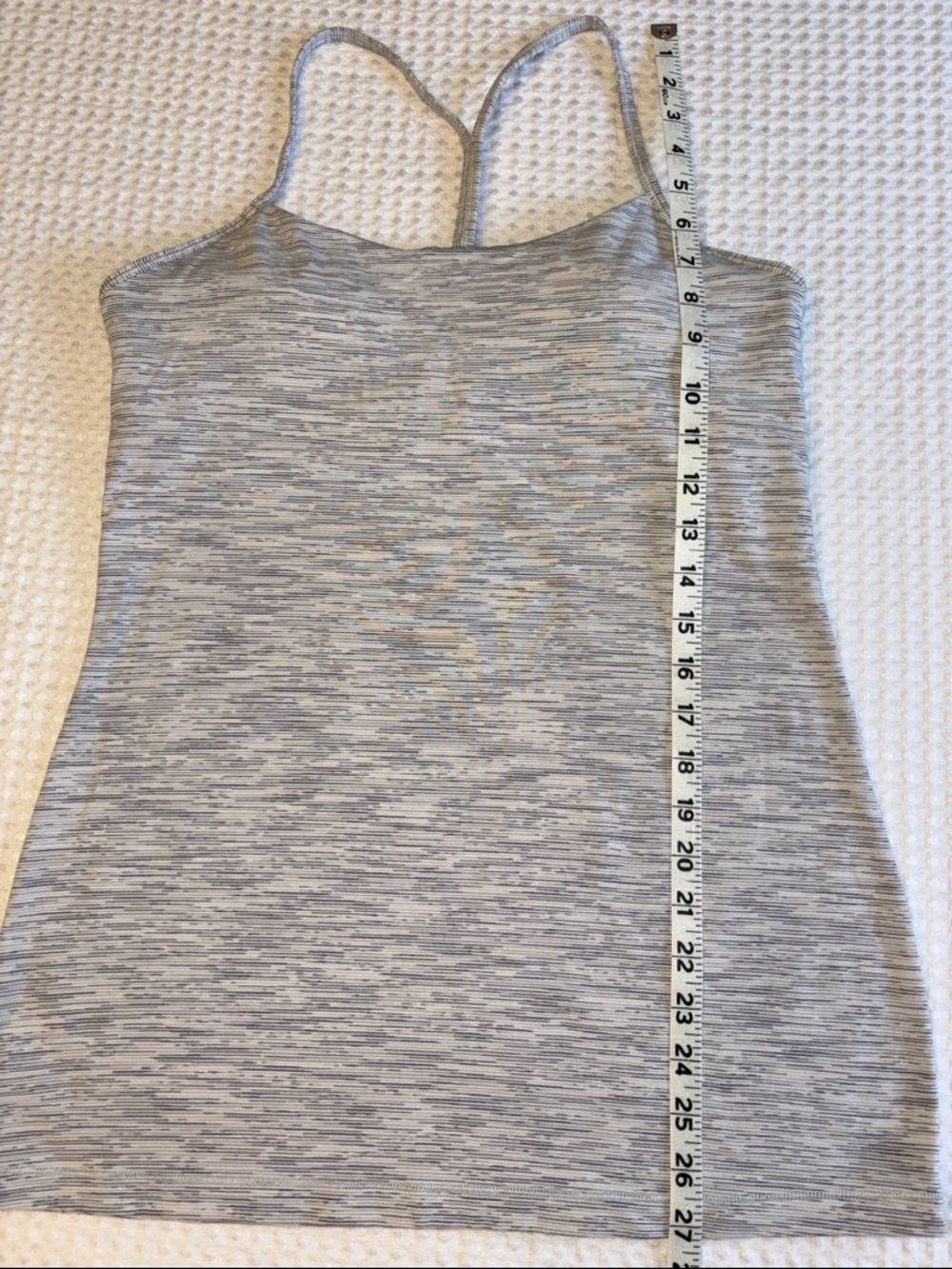 lululemon athletica Size 10 gray striped workout racerback tank built-in bra - Picture 11 of 12